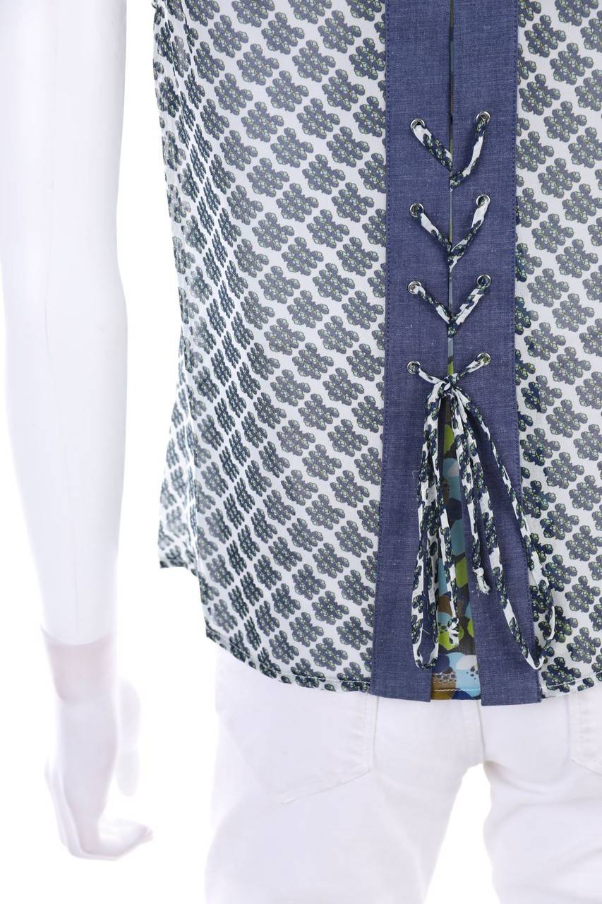 Carou PIANURASTUDIO ärmellose Hemd-Bluse Mit Schnürung