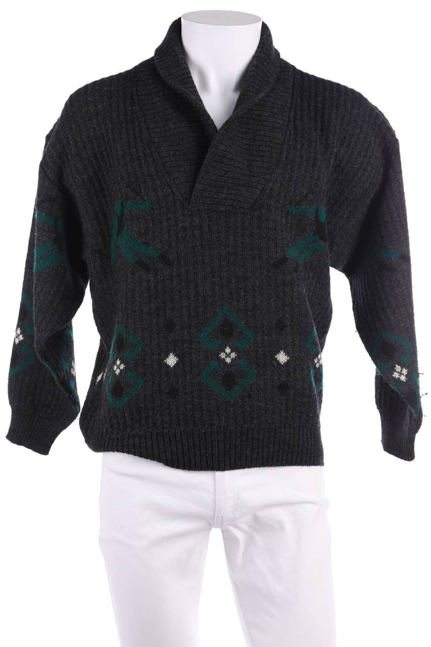 Carou Profondo Troyer-Pullover aus Woll-Mix mit Print