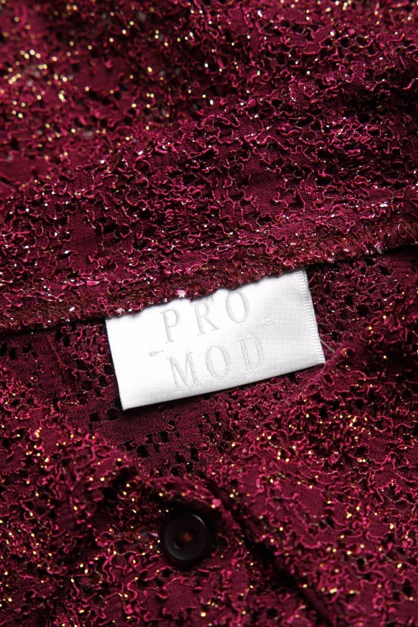 Carou Promod Hemd-Bluse Aus Spitze Mit Metallic-Effekt