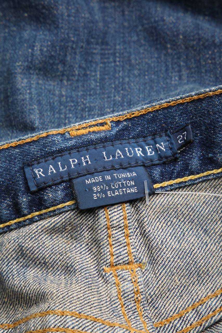 Carou RALPH LAUREN Used Look Bootcut-Jeans Mit Logo-Patch