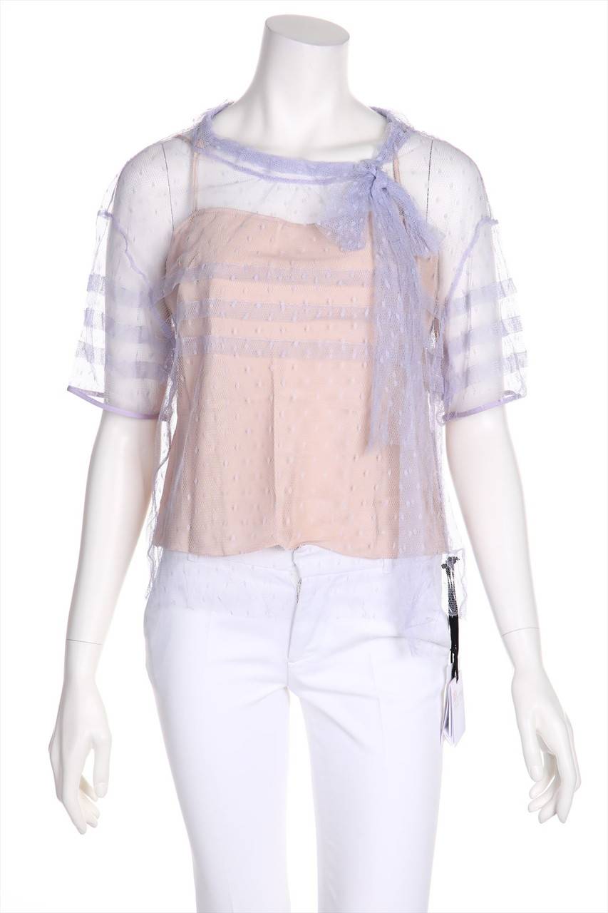 Carou RED VALENTINO Mesh-Bluse im Layer Look mit Schleife