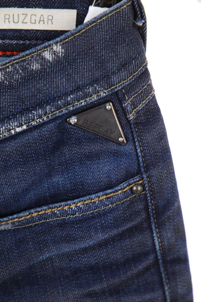 Carou Replay Blue Jeans Used Look Skinny-Jeans Mit Logo-Plakette