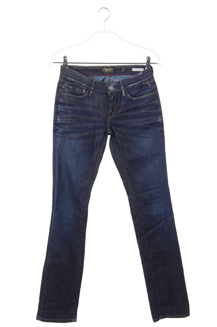 Carou Replay Blue Jeans Used Look Skinny-Jeans mit Logo-Plakette