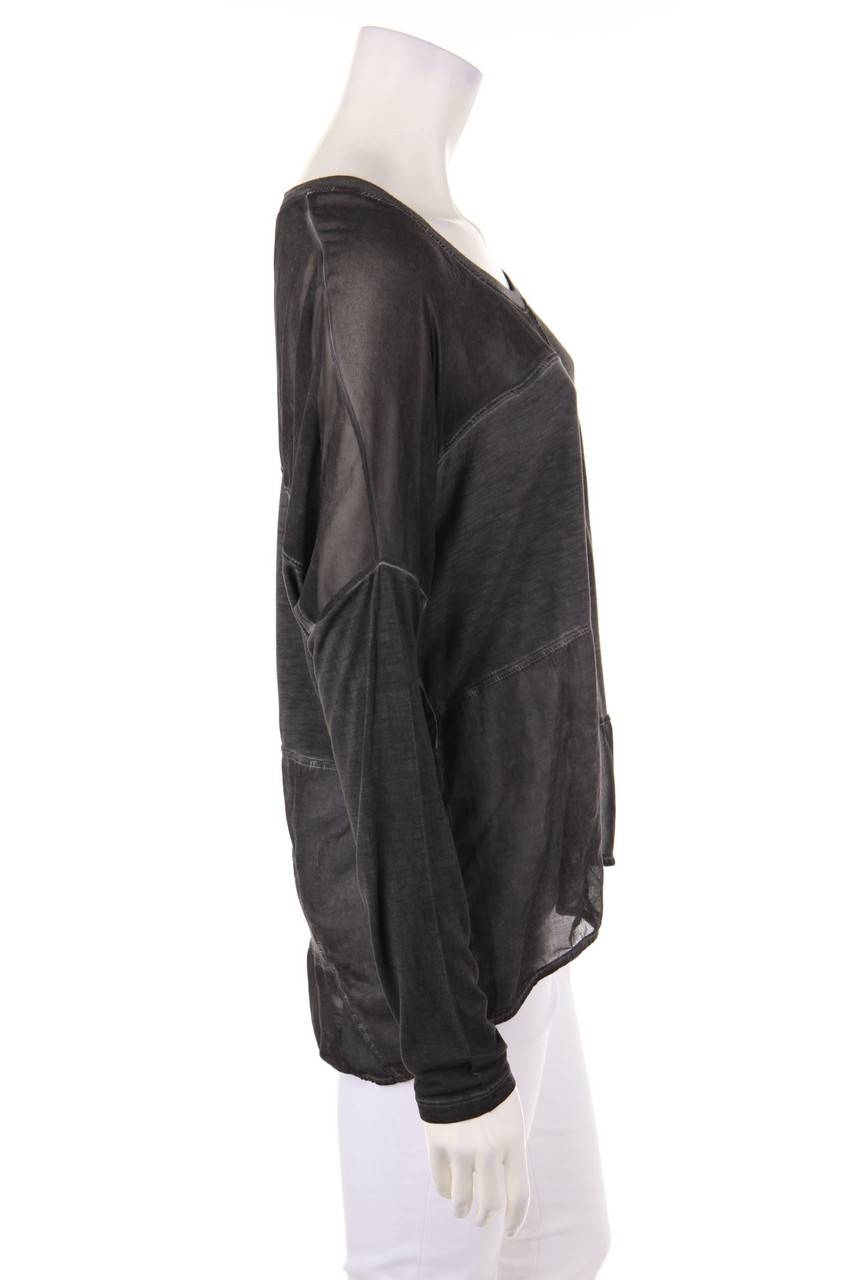 Carou Rich & Royal Garment Dyed-Longsleeve-Shirt Mit Chiffon