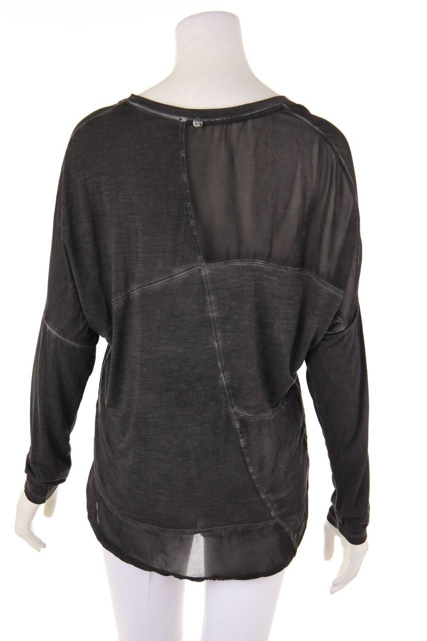 Carou Rich & Royal Garment Dyed-Longsleeve-Shirt Mit Chiffon