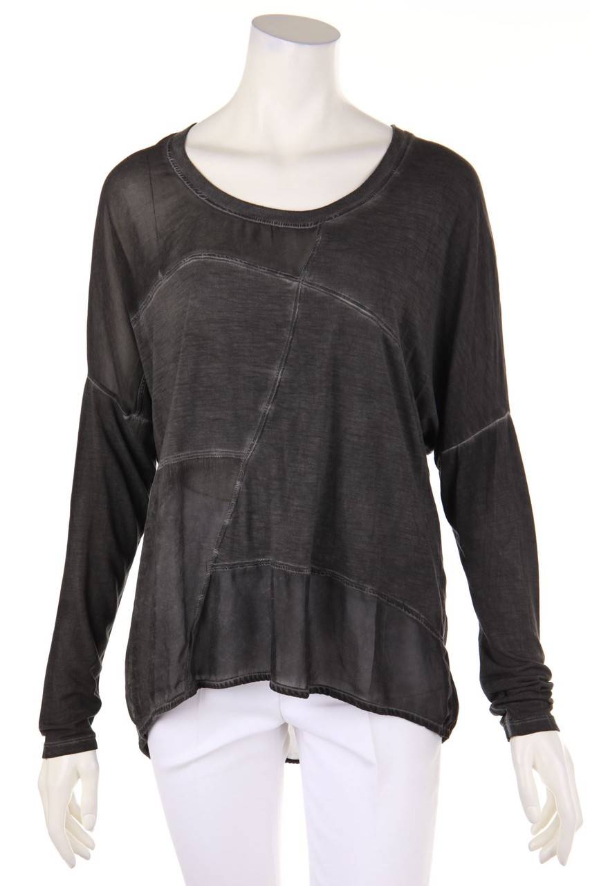Carou rich & royal Garment Dyed-Longsleeve-Shirt mit Chiffon