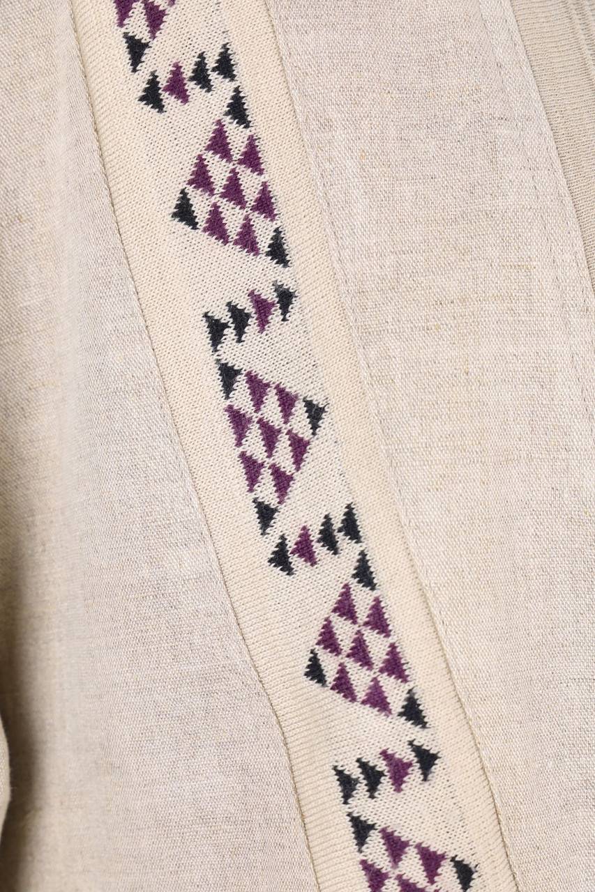 Carou Rispo DE LUXE Cardigan Aus Leinen-Mix Mit Ethno-Print