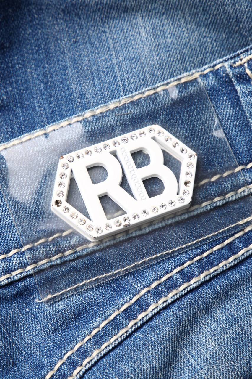 Carou Roccobarocco Used Look Straight Cut Jeans Mit Logo-Badge