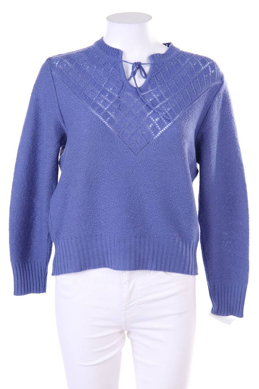 Carou Schoeller Vintage-Pullover mit Lochstrick-Details mit Schleife