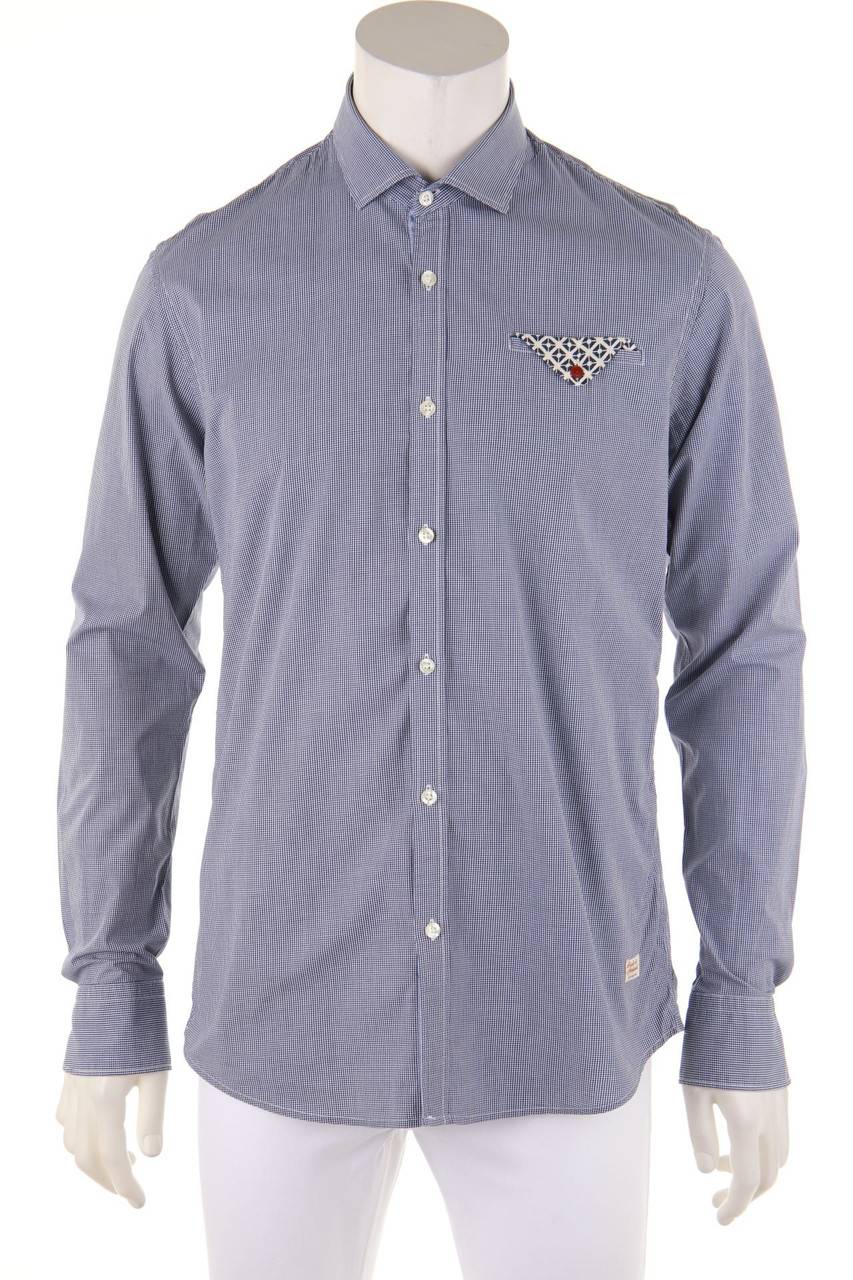 Carou SCOTCH & SODA kariertes Hemd aus Baumwoll-Mix mit Logo-Applikation