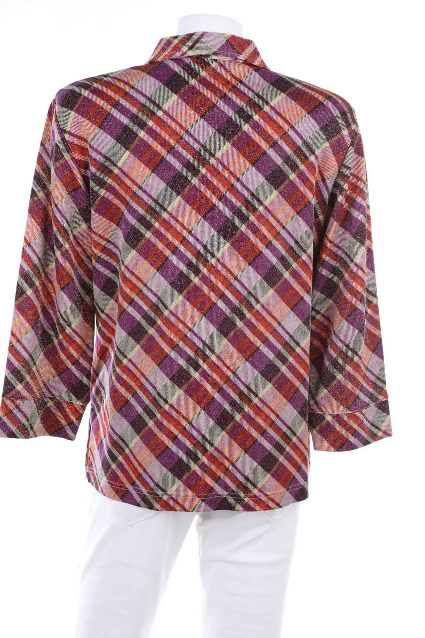 Carou SECONDHAND Glitzer-Hemd-Bluse Mit Karo-Muster