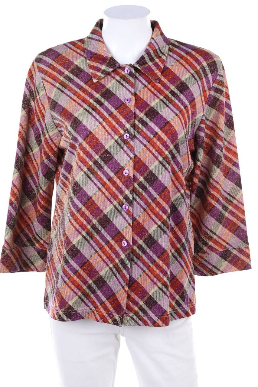 Carou SECONDHAND Glitzer-Hemd-Bluse mit Karo-Muster