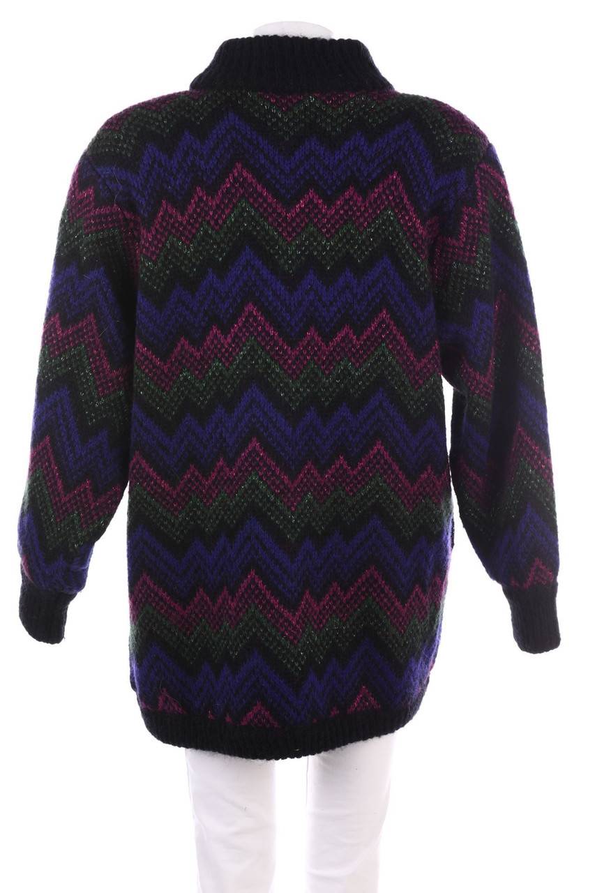 Carou SERGIO DI LAURENTI Vintage-Cardigan Aus Woll-Mix Mit Zickzack-Muster Mit Glitzer