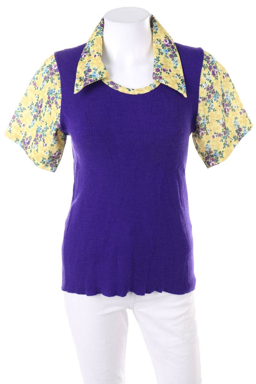 Carou siebertz moden Kurzarm-Strick-Pullover mit Kragen