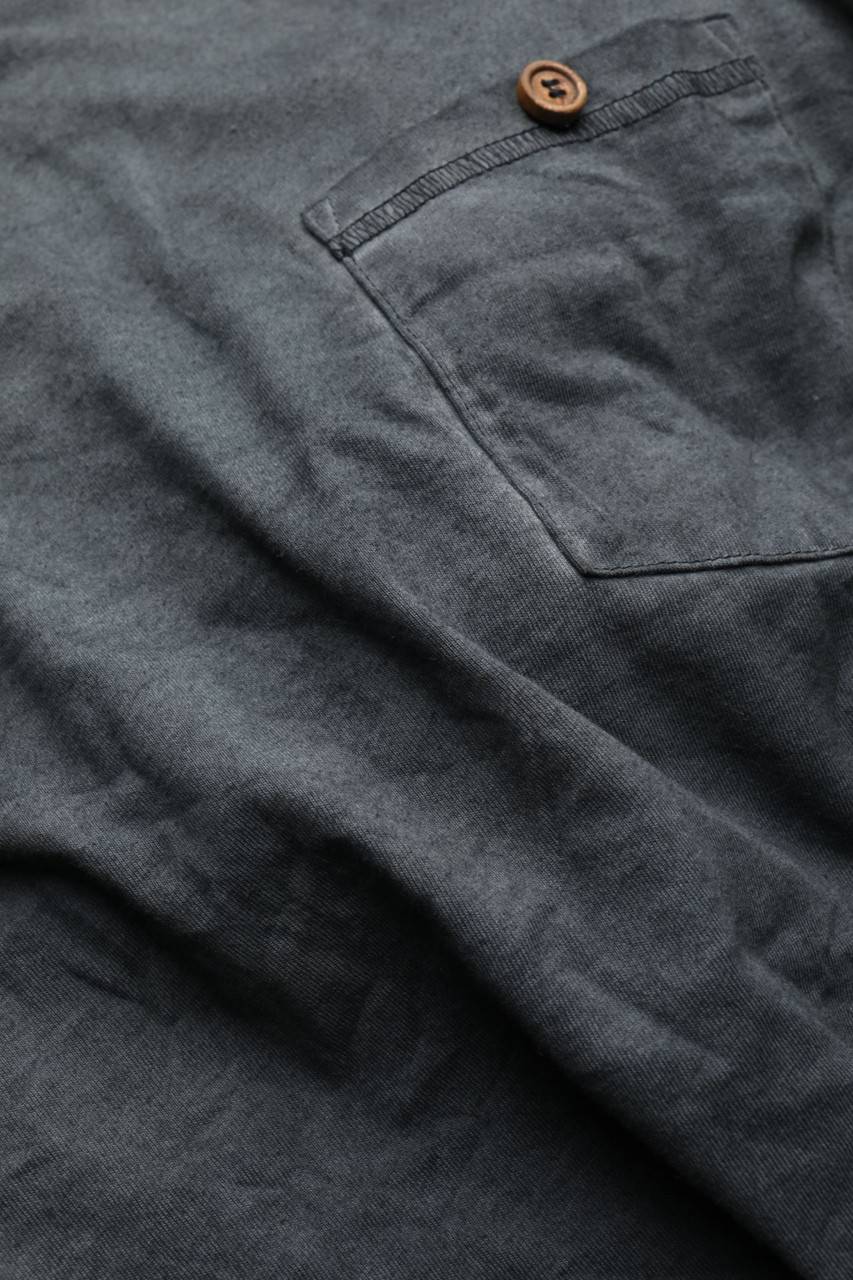 Carou !Solid Garment Dyed-Longsleeve-Shirt Aus Baumwolle