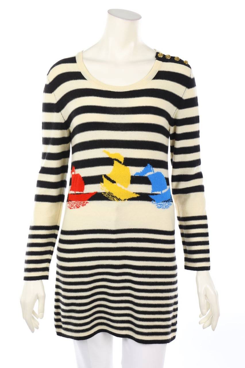 Carou SONIA RYKIEL Schurwoll-Pullover mit Logo-Knöpfen mit Streifen