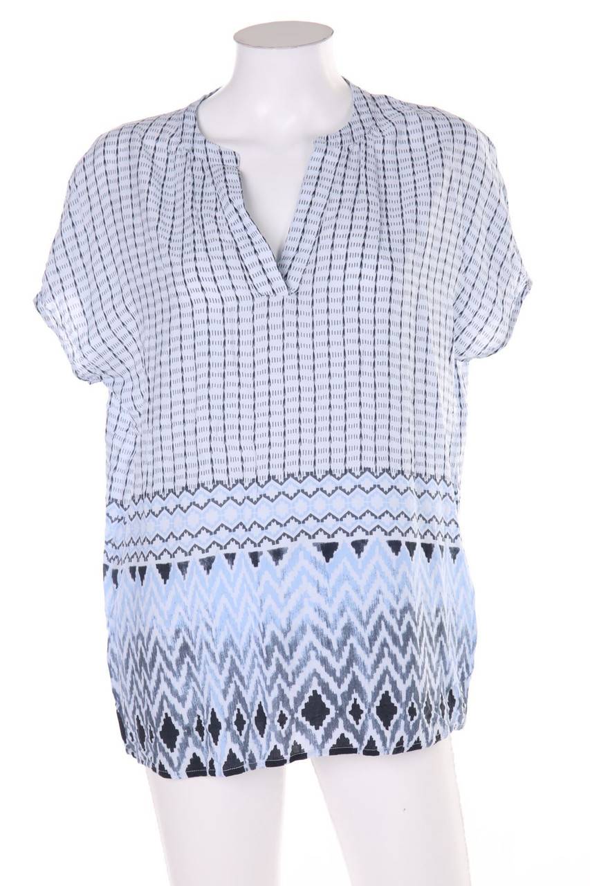 Carou soyaconcept Kurzarm-Bluse mit Ethno-Print mit Batwing-Ärmeln
