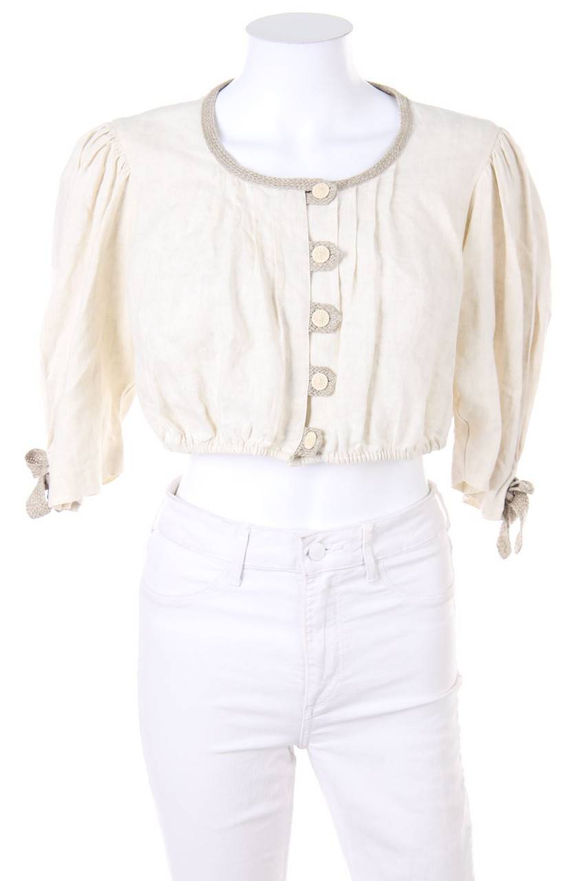 Carou SPORTALM KITZBÜHEL Cropped-Trachten-Bluse aus Leinen