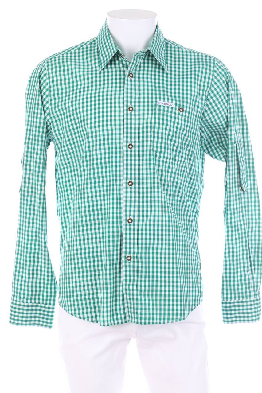 Carou STOCKERPOINT kariertes Hemd im Trachten-Stil mit Krempel-Ärmeln