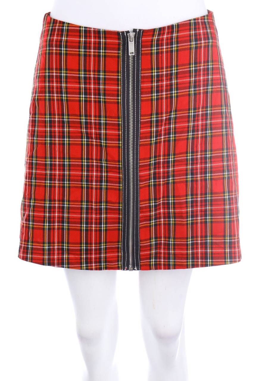 Carou Stradivarius Karo-Minirock mit Reißverschluss