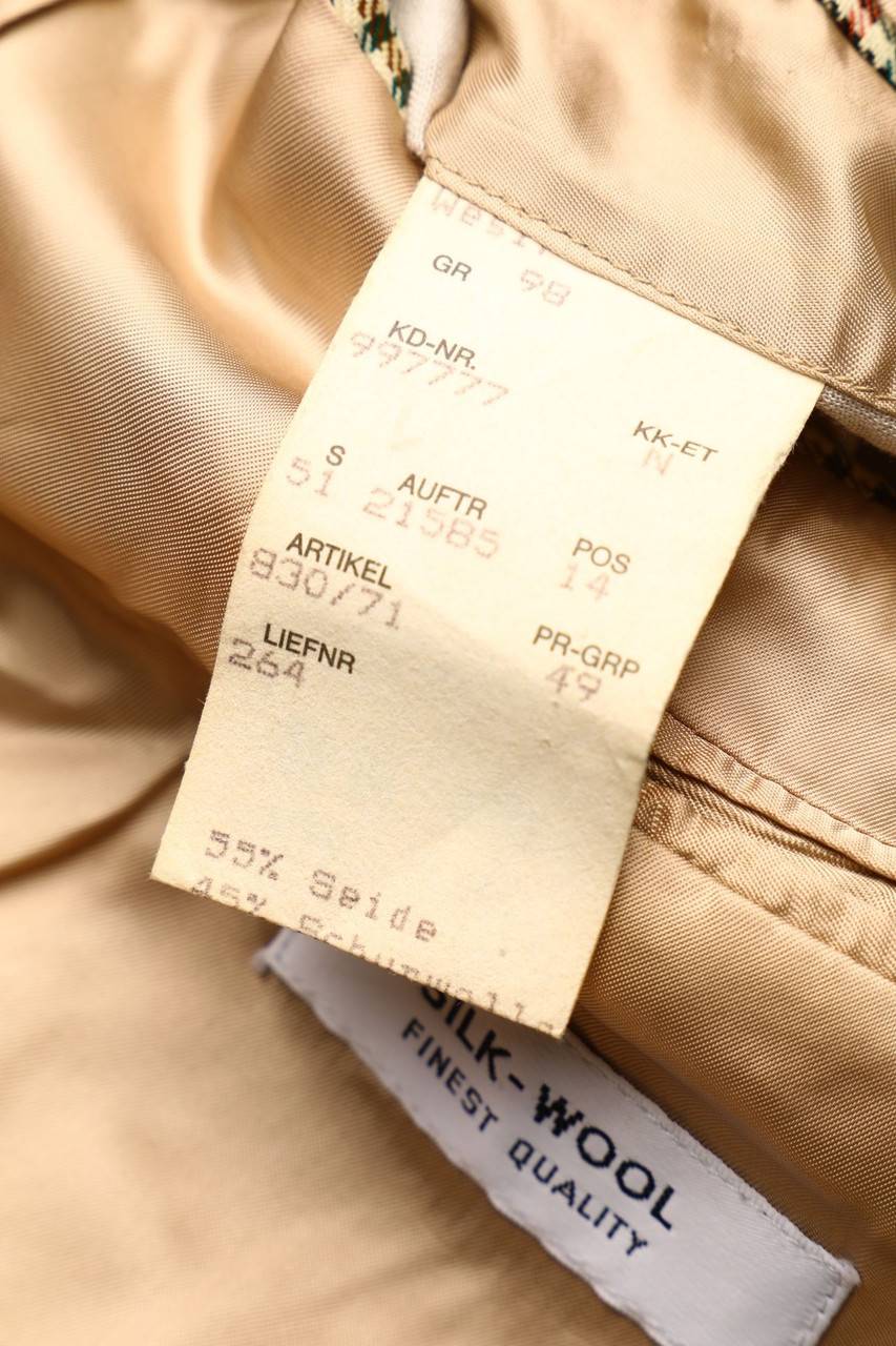 Carou Strellson Vintage-Karo-Sakko Aus Seiden-Mischung Mit Schurwolle