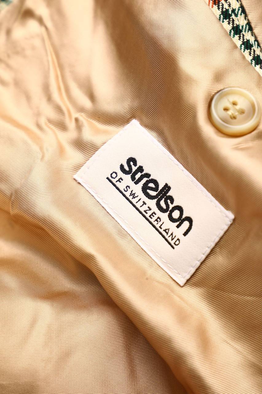 Carou Strellson Vintage-Karo-Sakko Aus Seiden-Mischung Mit Schurwolle