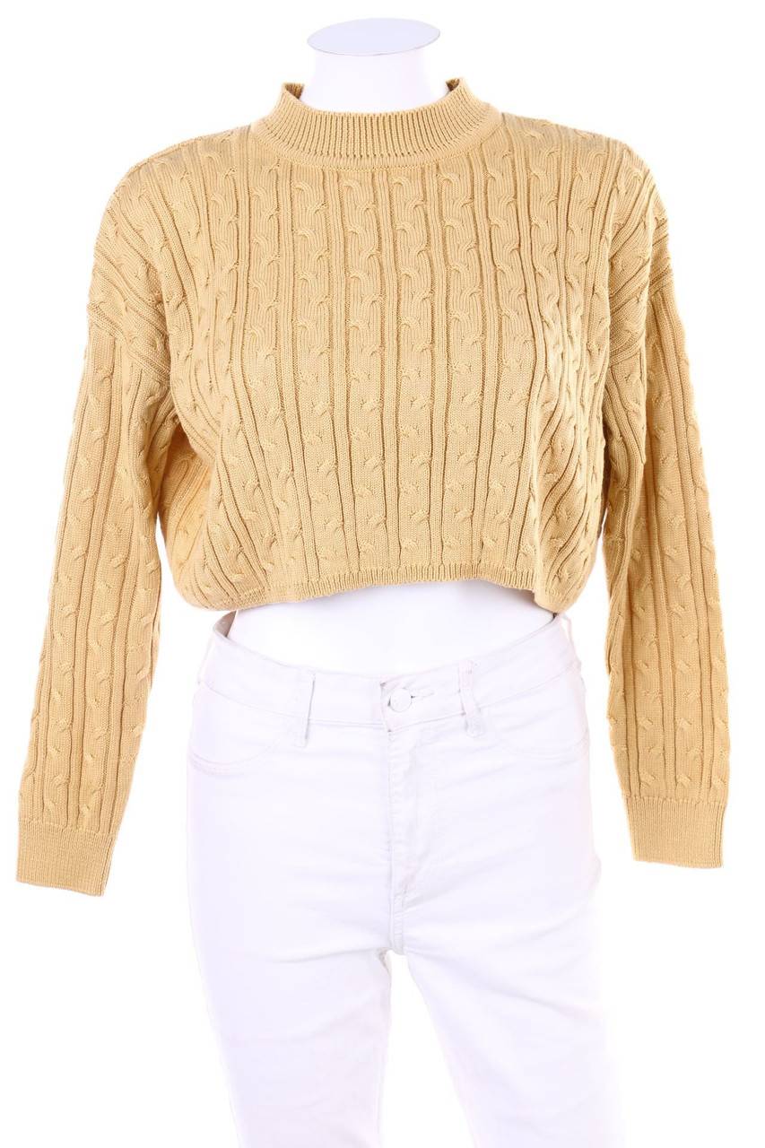 Carou TALLY WEiJL Cropped-Oversize-Strick-Pullover mit Zopf-Muster