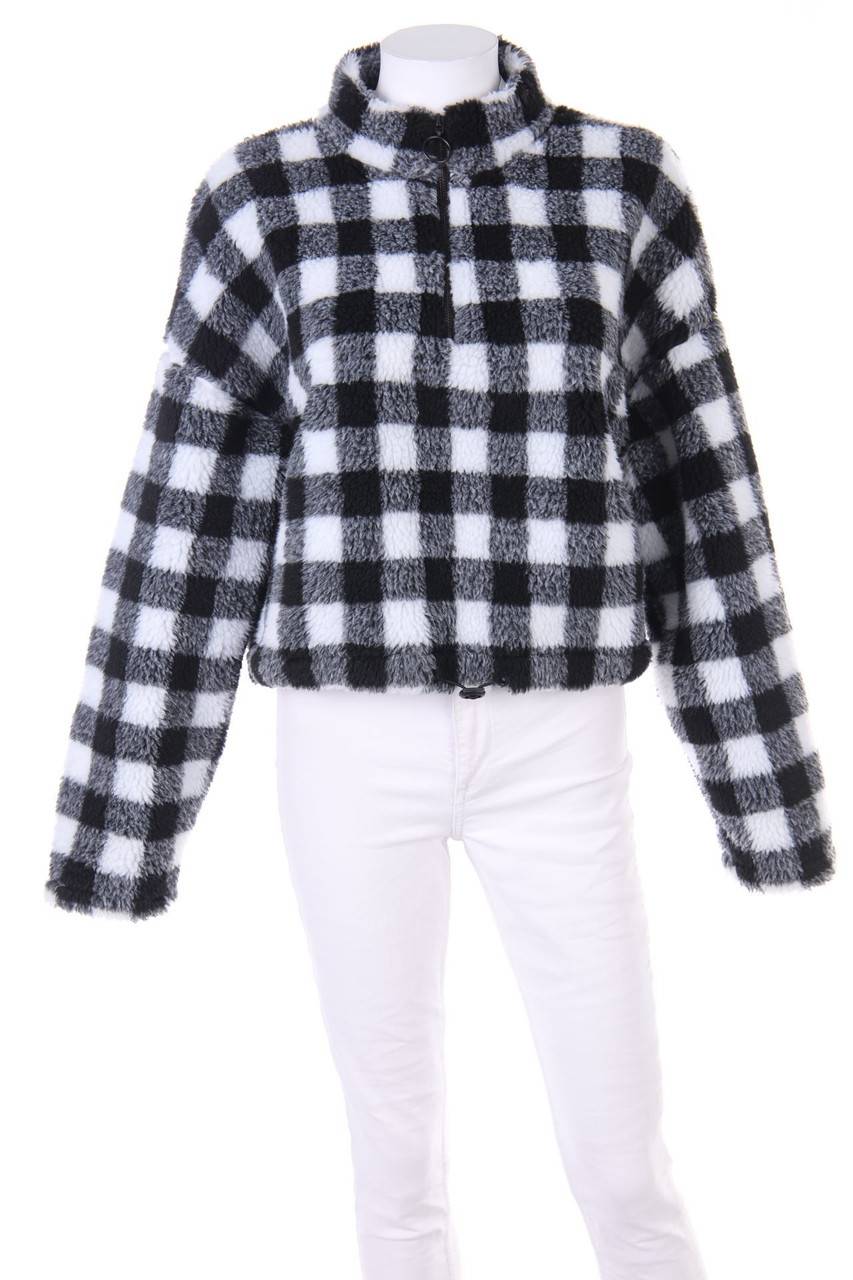 Carou TALLY WEiJL Teddy-Strick-Pullover mit Karo-Muster