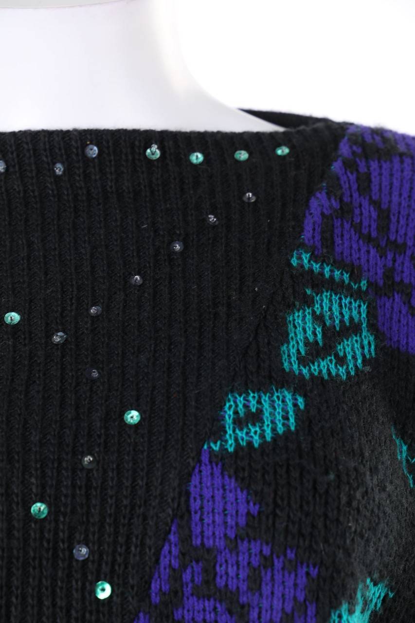 Carou Teelin´s 80s-Strick-Pullover Aus Woll-Mix Mit Pailletten