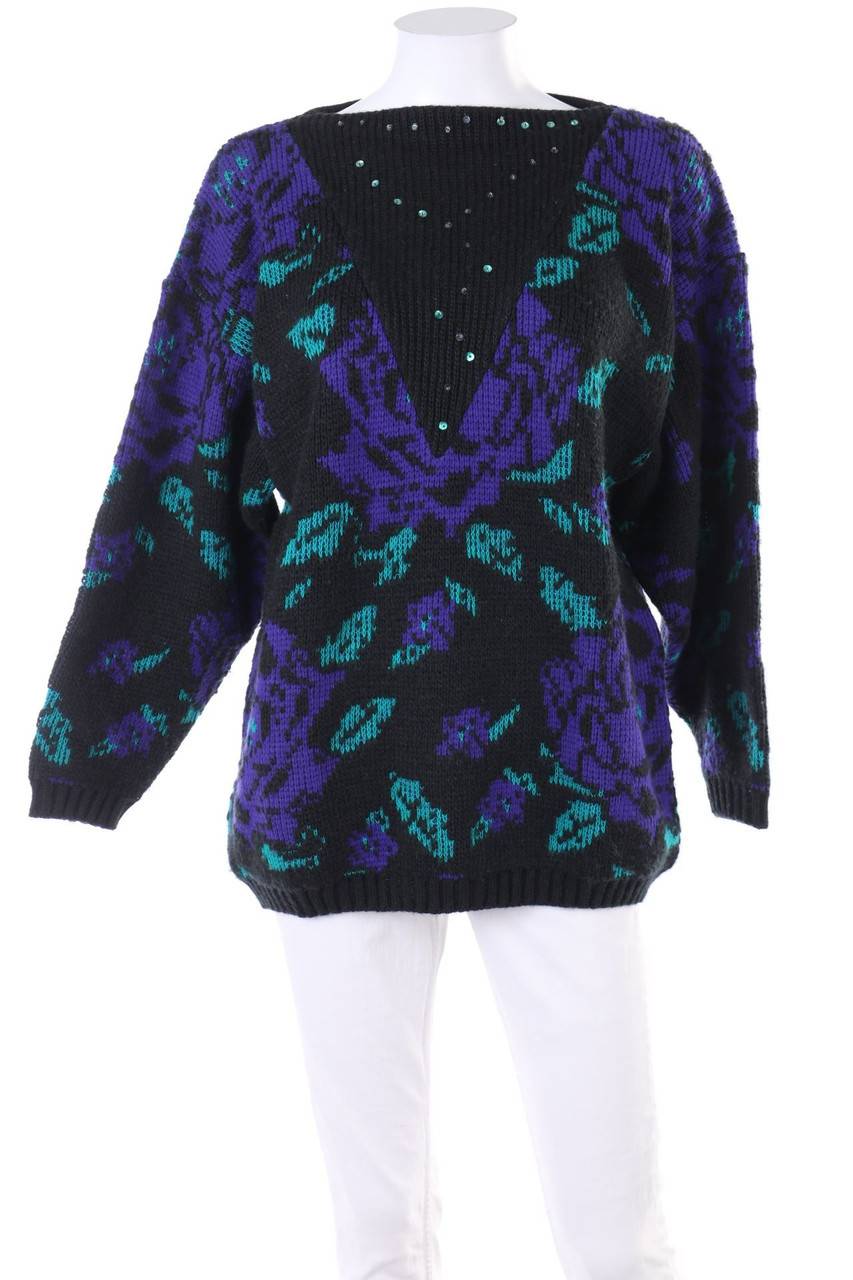 Carou teelin´s 80s-Strick-Pullover aus Woll-Mix mit Pailletten