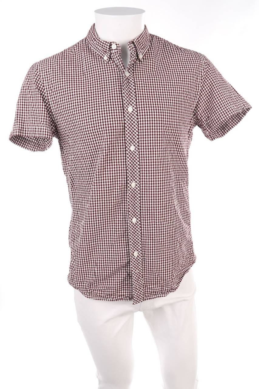 Carou TOM TAILOR Denim Kurzarm-Hemd mit Karo-Muster