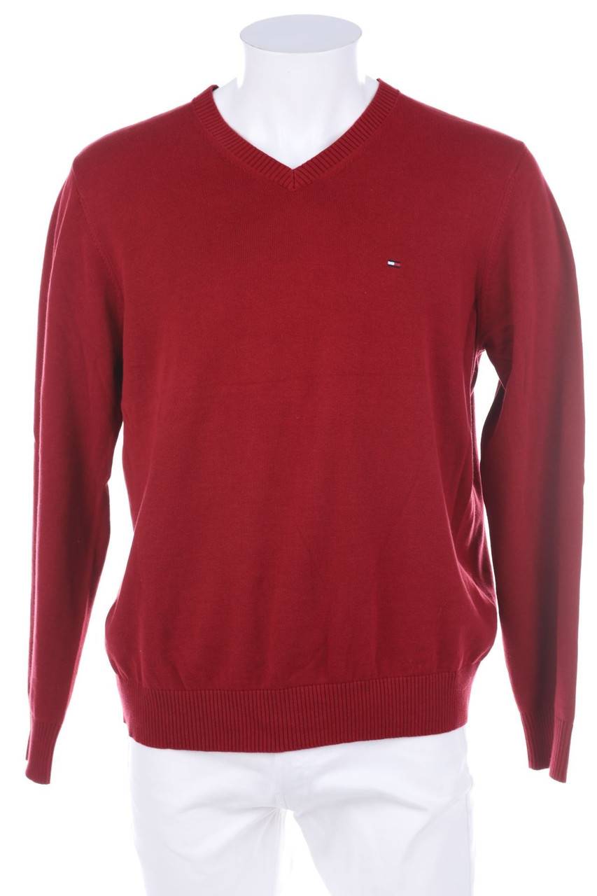 Carou TOMMY HILFIGER Baumwoll-Strick-Pullover mit V-Neck