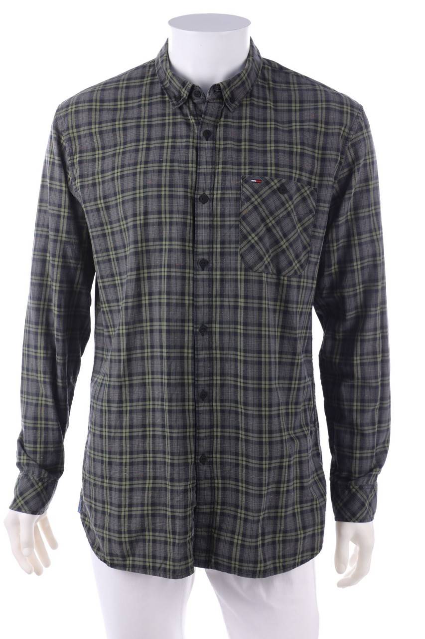 Carou TOMMY HILFIGER DENIM kariertes Button-down-Hemd aus Baumwolle