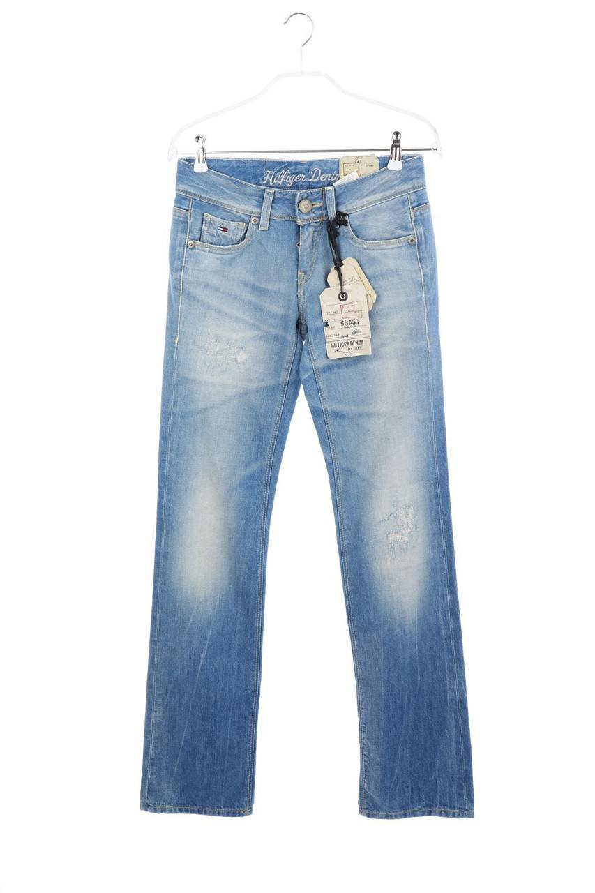 Carou TOMMY HILFIGER Distressed Straight Cut Jeans mit Logo-Stickerei