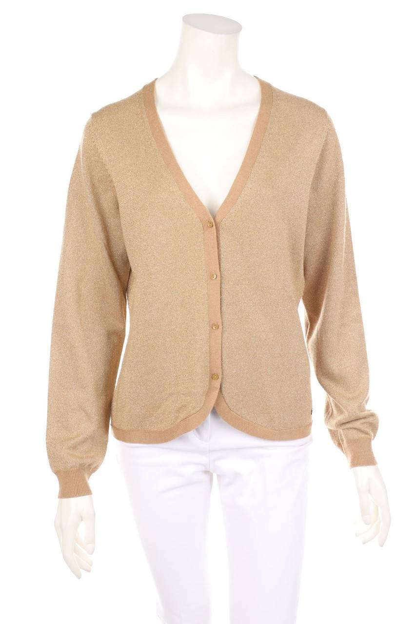 Carou TOMMY HILFIGER Glitzer-Cardigan mit Logo-Plakette