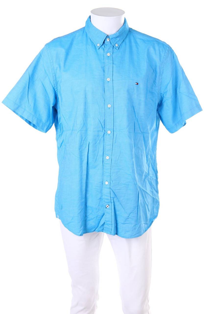 Carou TOMMY HILFIGER Kurzarm-Hemd mit Button-down-Kragen mit Logo-Stickerei