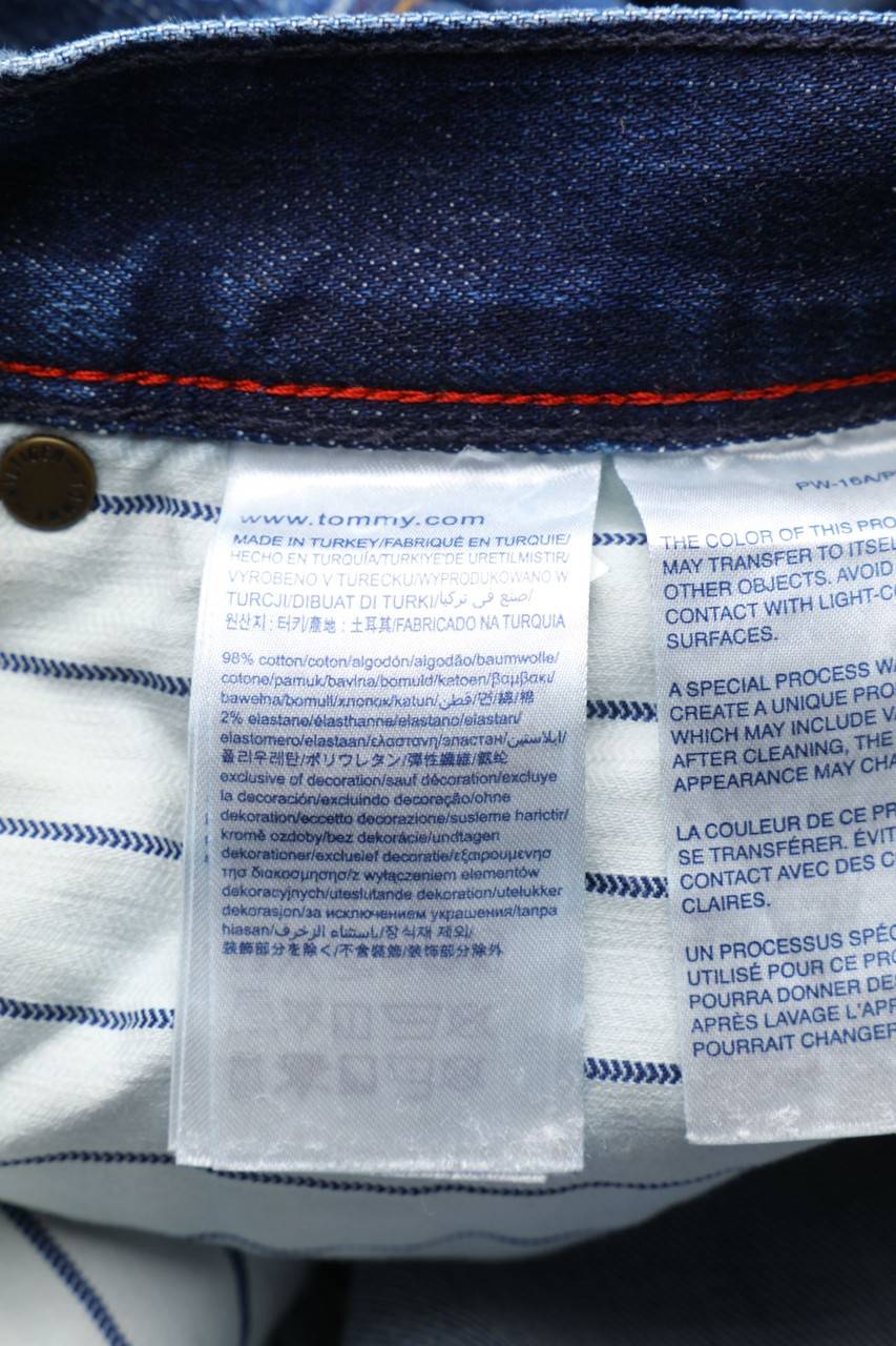 Carou TOMMY HILFIGER Used Look Slim-Jeans Mit Logo-Badge