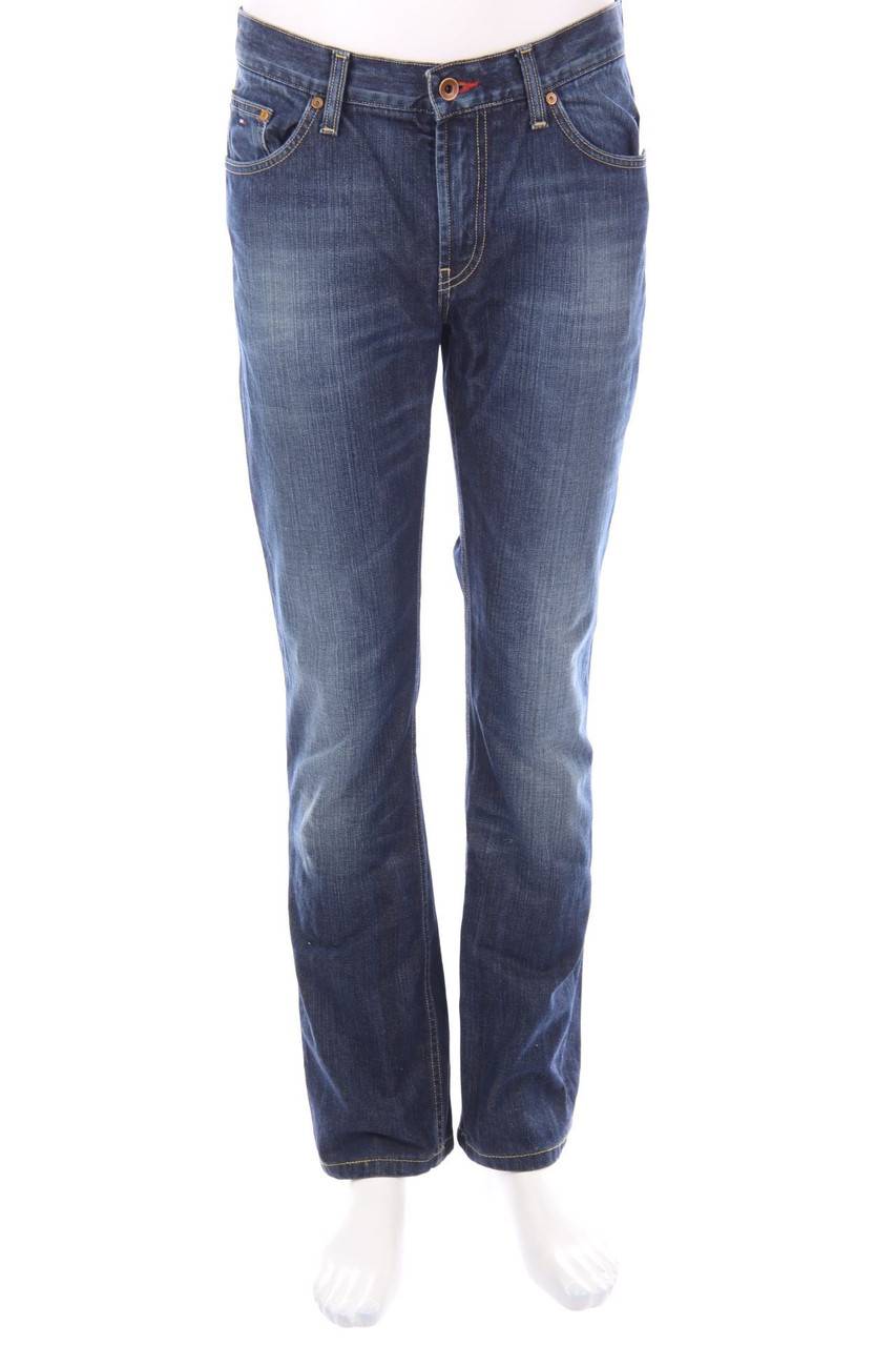Carou TOMMY HILFIGER Used Look Straight Cut Jeans mit Logo-Patch