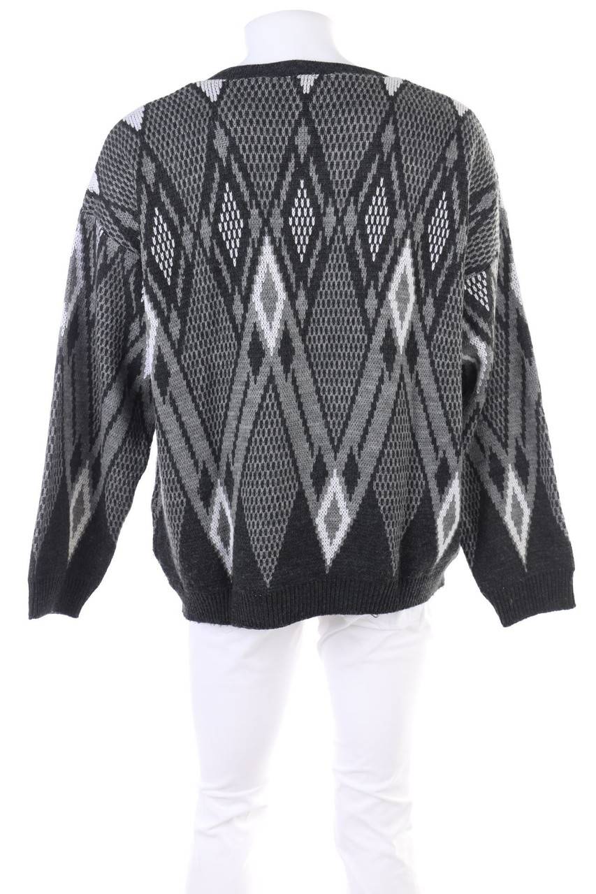 Carou TOP FASHION GEAR Vintage-V-Neck-Pullover Mit Geometrischem Muster