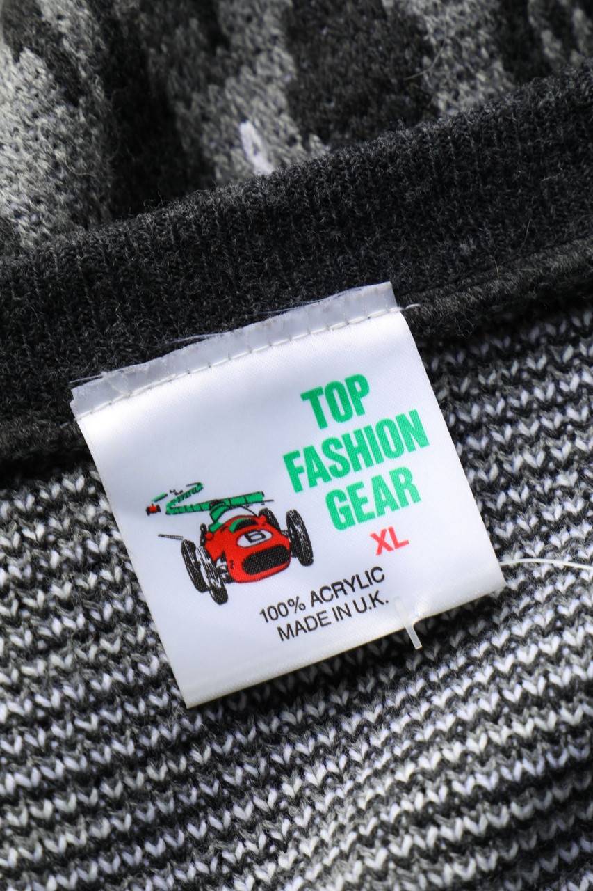 Carou TOP FASHION GEAR Vintage-V-Neck-Pullover Mit Geometrischem Muster