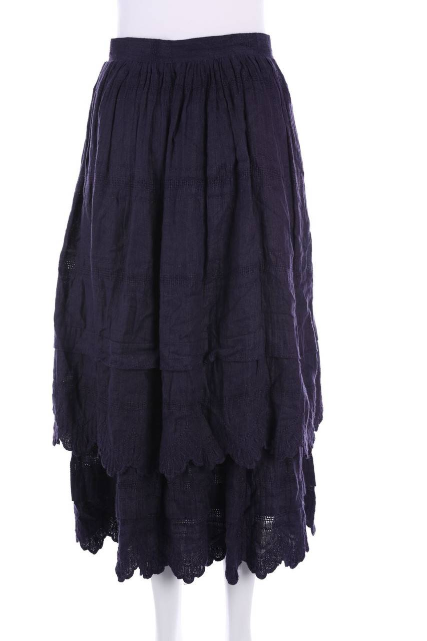 Carou UMBERTO GINOCCHIETTI Maxi-Rock Aus Leinen Im Layer Look Mit Spitze