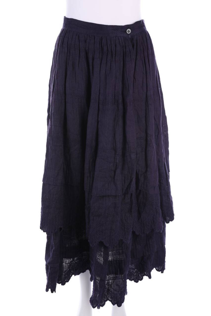 Carou UMBERTO GINOCCHIETTI Maxi-Rock aus Leinen im Layer Look mit Spitze