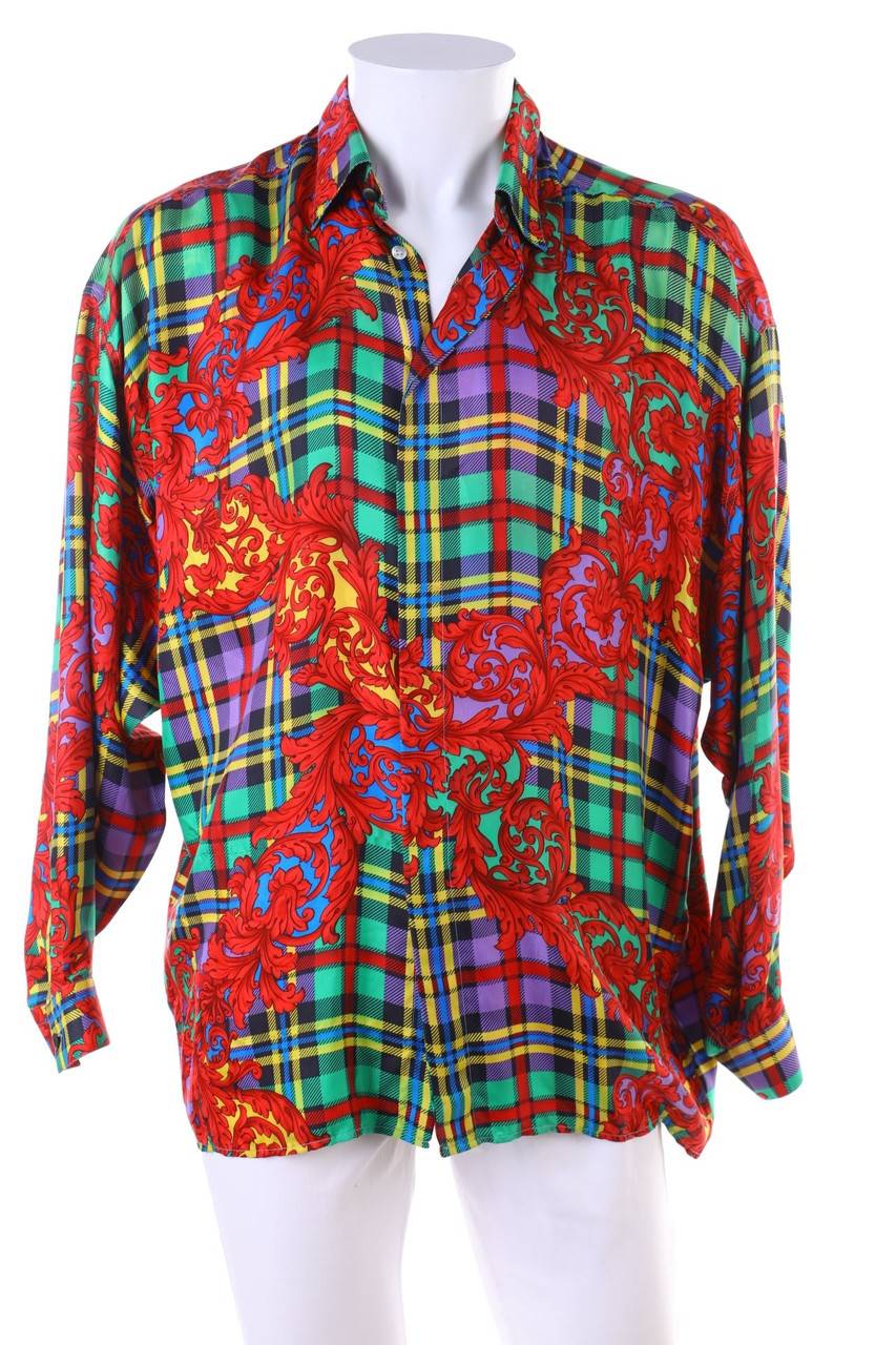 Carou V2 BY VERSACE Vintage-Hemd aus Seide mit Print