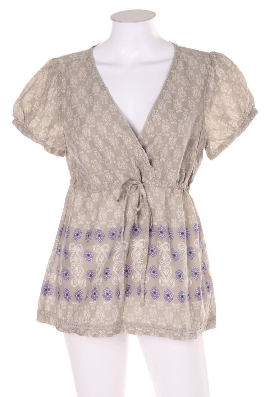 Carou VERO MODA Kurzarm-Bluse mit Muster in Wickel-Optik