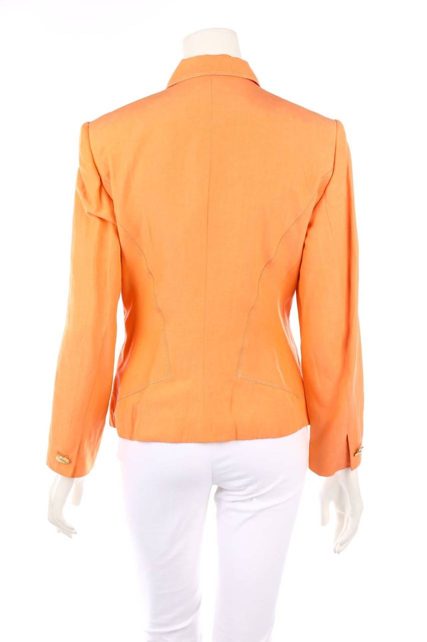 Carou VERSUS Gianni Versace Vintage-Blazer Aus Leinen-Seide-Mix Mit Logo-Knöpfen