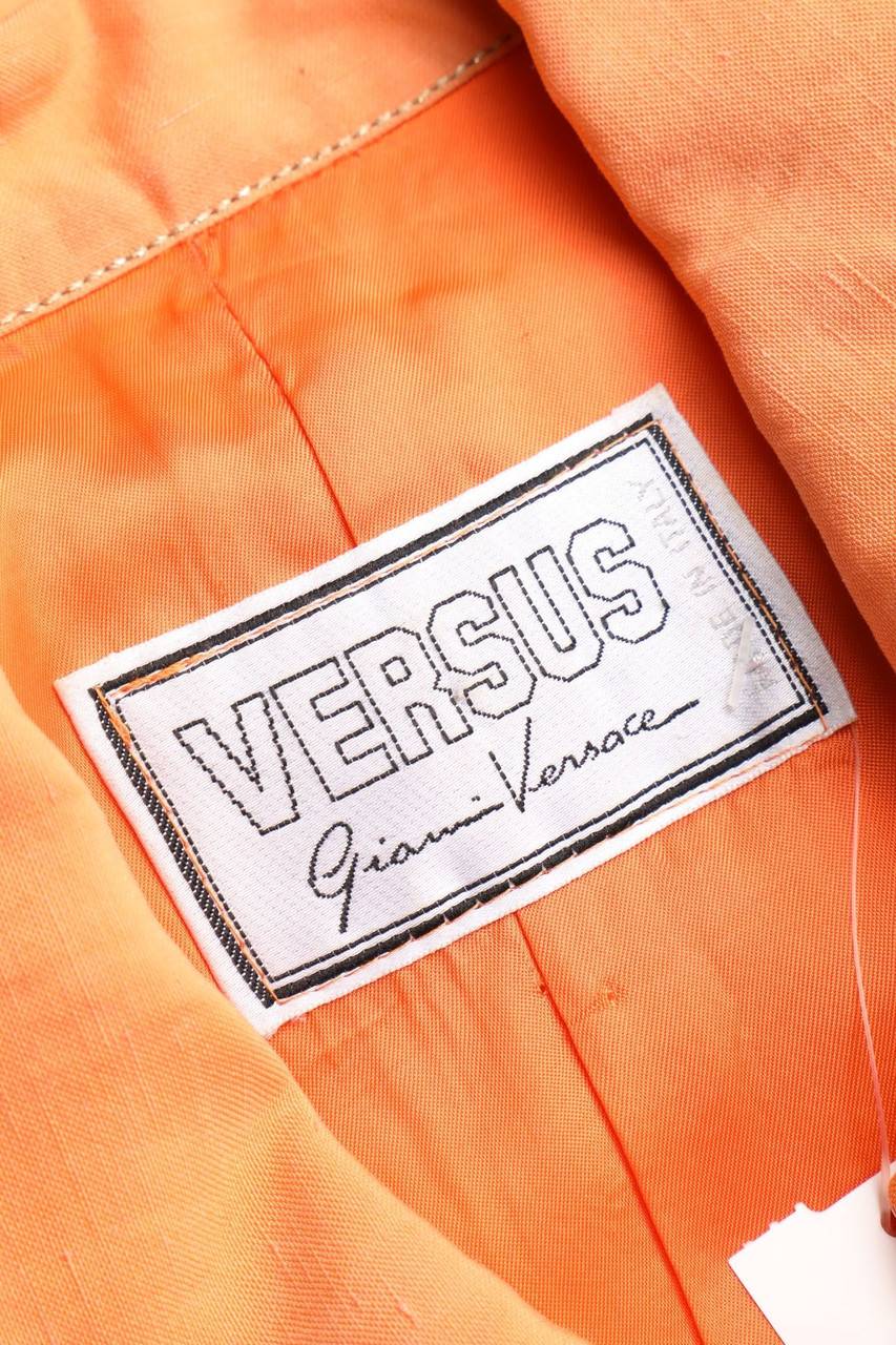 Carou VERSUS Gianni Versace Vintage-Blazer Aus Leinen-Seide-Mix Mit Logo-Knöpfen