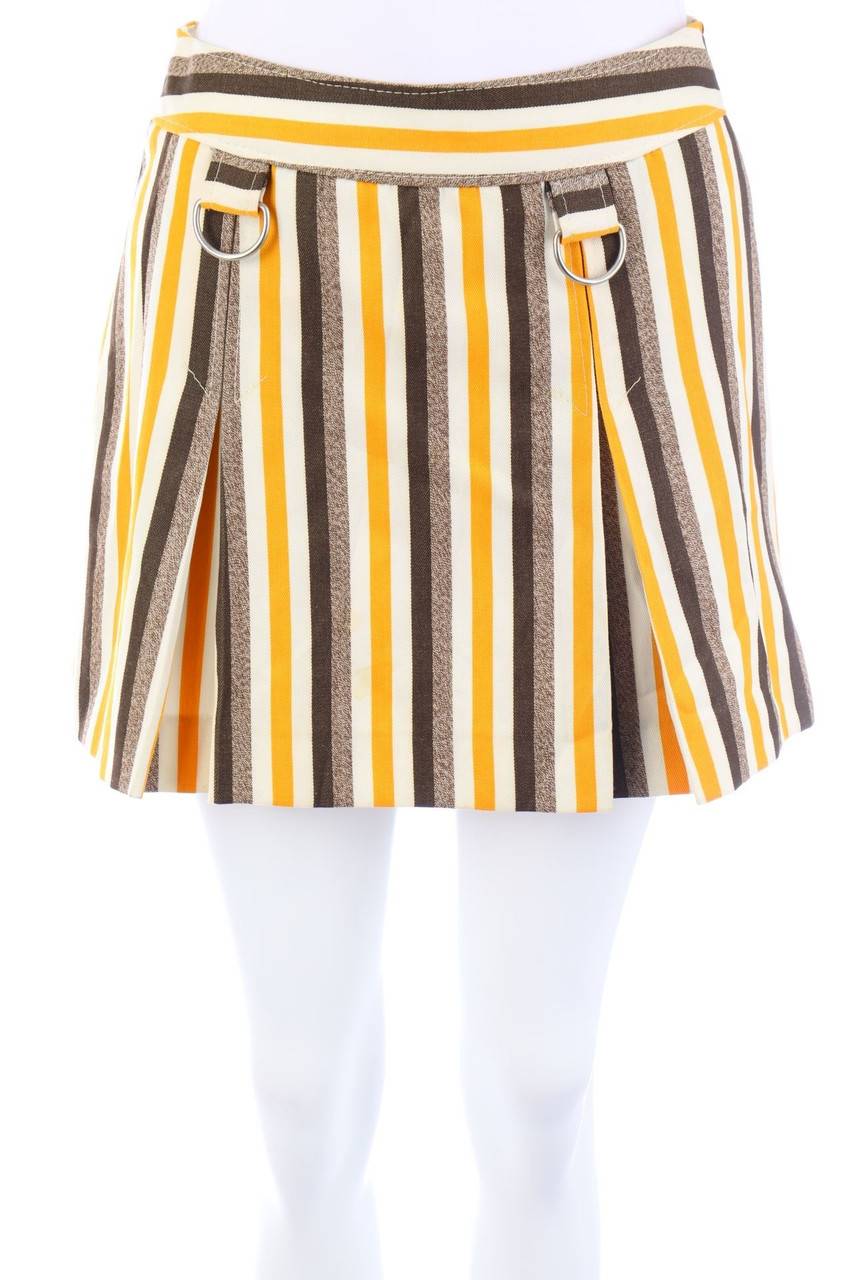 Carou VINTAGE 70s-Micro Mini-Falten-Rock mit Streifen