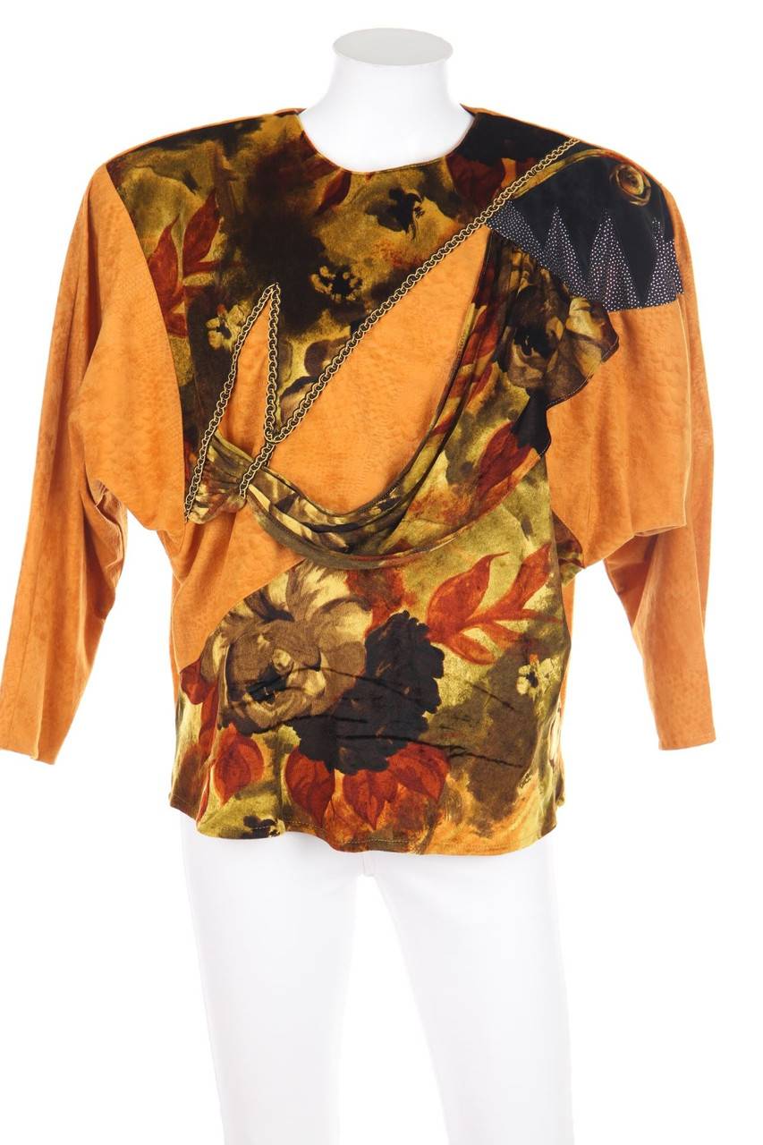 Carou VINTAGE 80s-90s-Batwing-Shirt mit floralem Muster