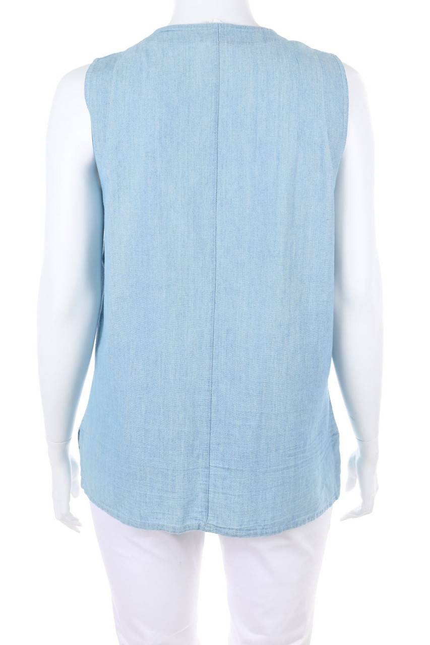 Carou VINTAGE Blusentop In Denim-Optik Mit Aufgesetzten Taschen