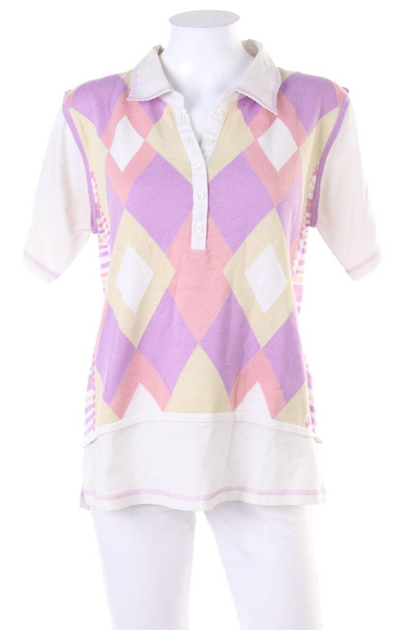 Carou VINTAGE Hemd-Bluse mit kurzem Ärmel im Layer Look